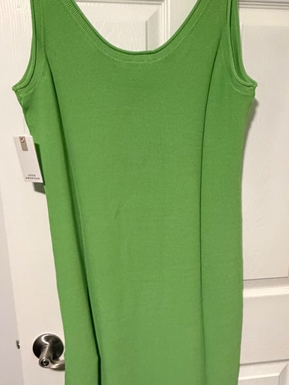 NEW -GOOD AMERICAN Ribbed Knit Maxi Dress | Lime Green | Plus Size | Side Slit - Picture 3 of 5
